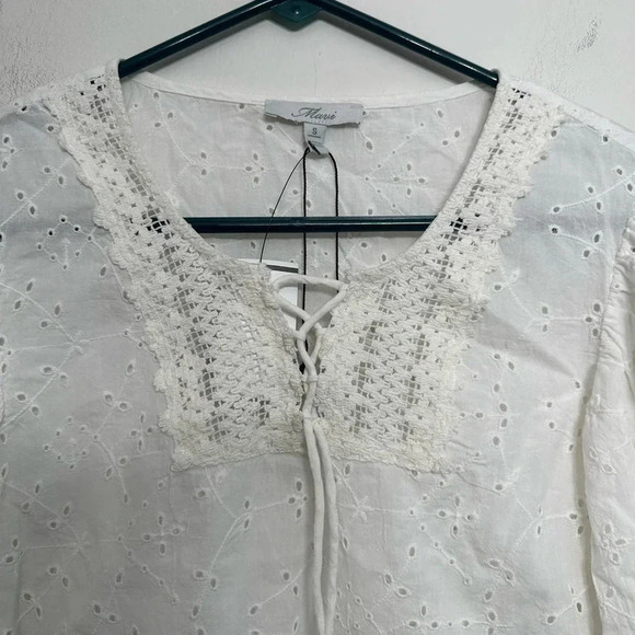 Mavi NWT’s white long sleeve eyelet floral pattern blouse. Size small - Picture 3 of 5